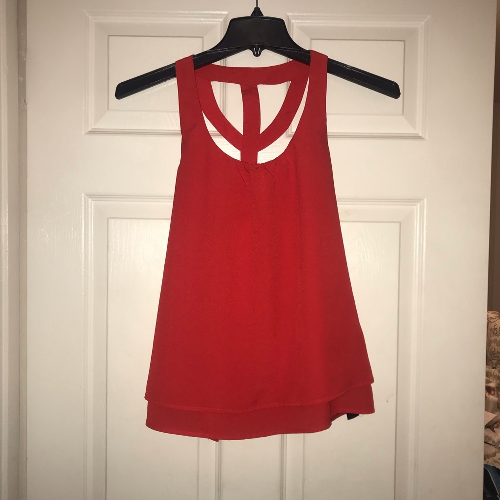 Beautiful red tank top with detailed back. New